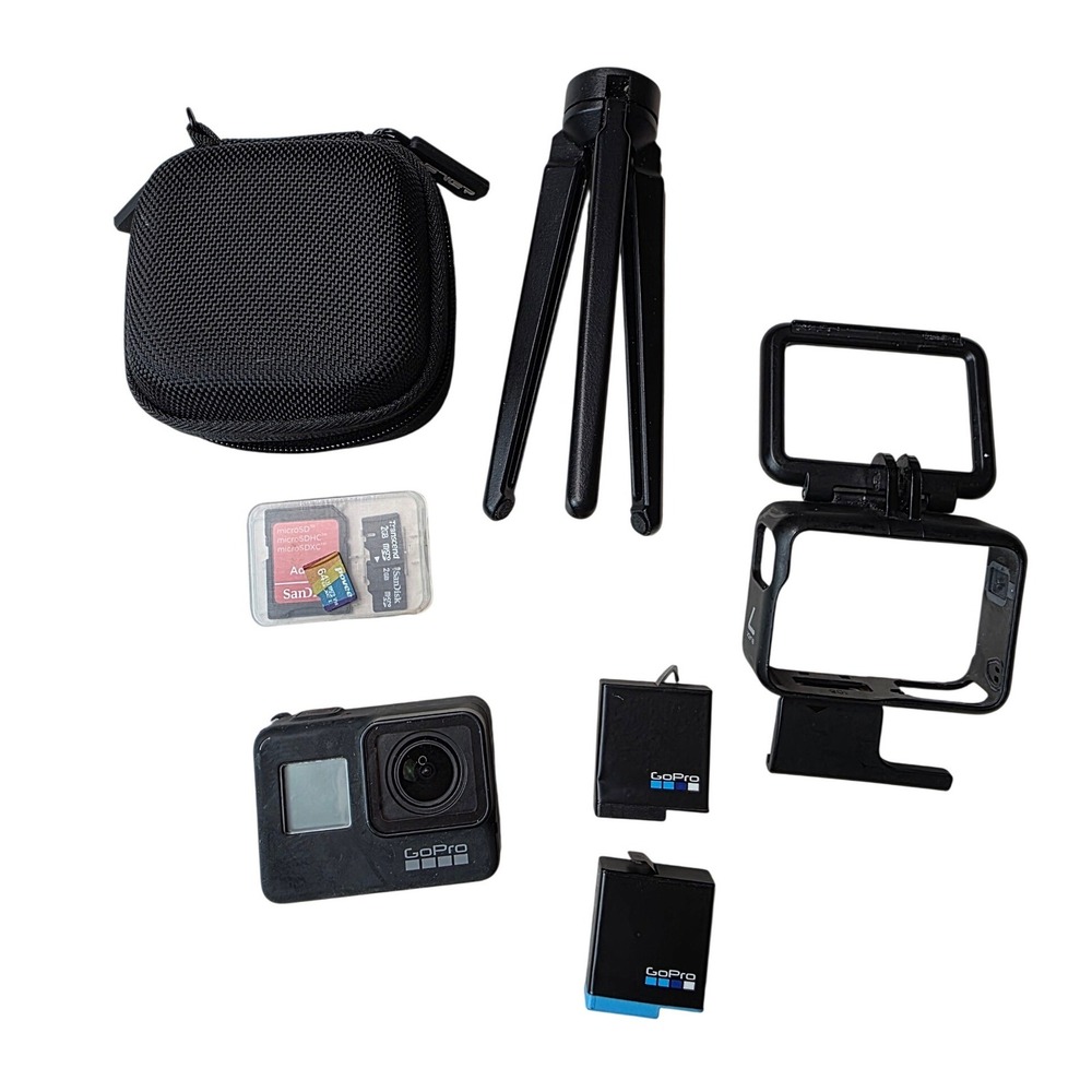 GoPro HERO7 Black 4K Action Camera Bundle with Batteries Tripod and SD Cards W3